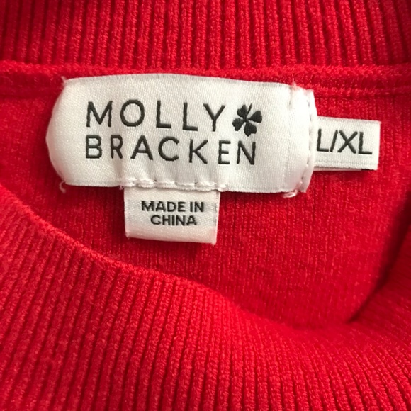 Molly Bracken Crew Neck Top Blouse L/XL Half Sleeve Red - Picture 3 of 4